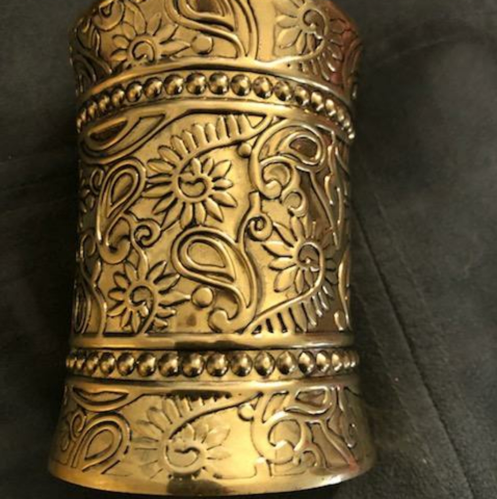 Long cuff gold bangle bracelet